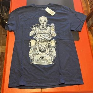 Disney Star Wars Size Medium ThinkGeek Blue and White Droid Tower T-Shirt NWT